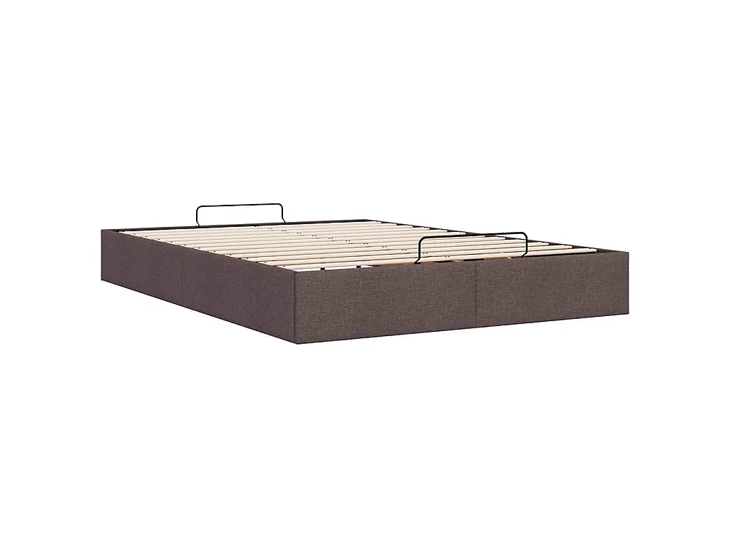 Cadre de lit ottoman sans matelas marron foncé 140x200 cm tissu