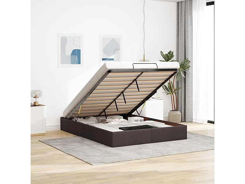 Bedframe zonder matras 140x200 cm stof donkerbruin