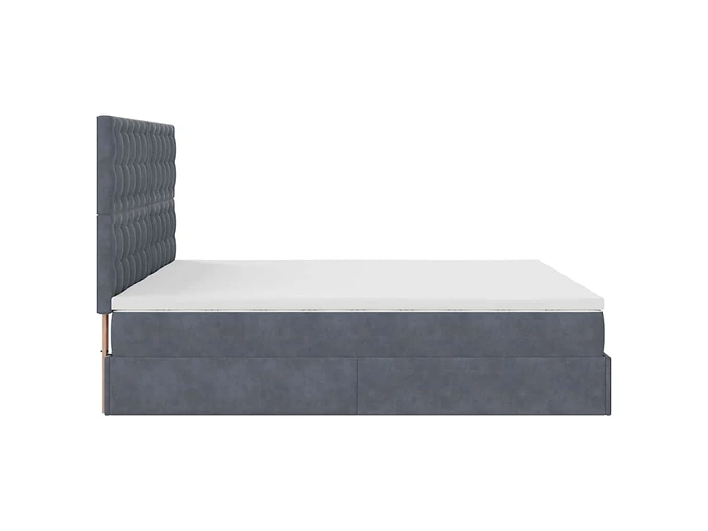 Cadre de lit ottoman avec matelas gris foncé 160x200cm velours