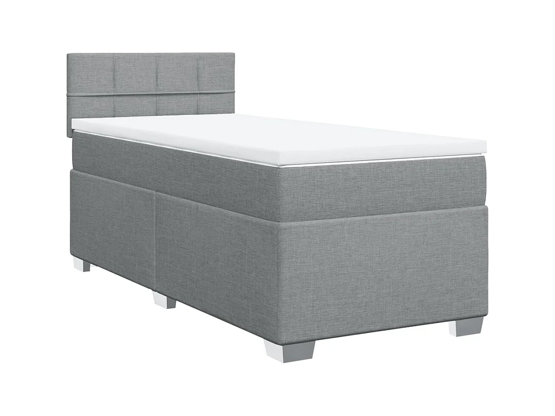 Sommier à lattes de lit avec matelas Gris clair 90x200 cm Tissu