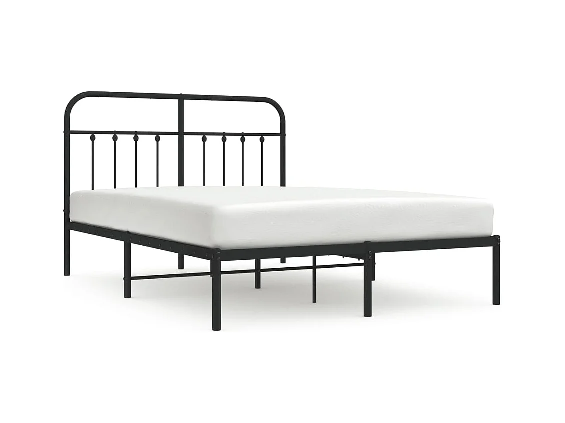 Cadre de lit métal sans matelas avec tête de lit noir 140x190cm