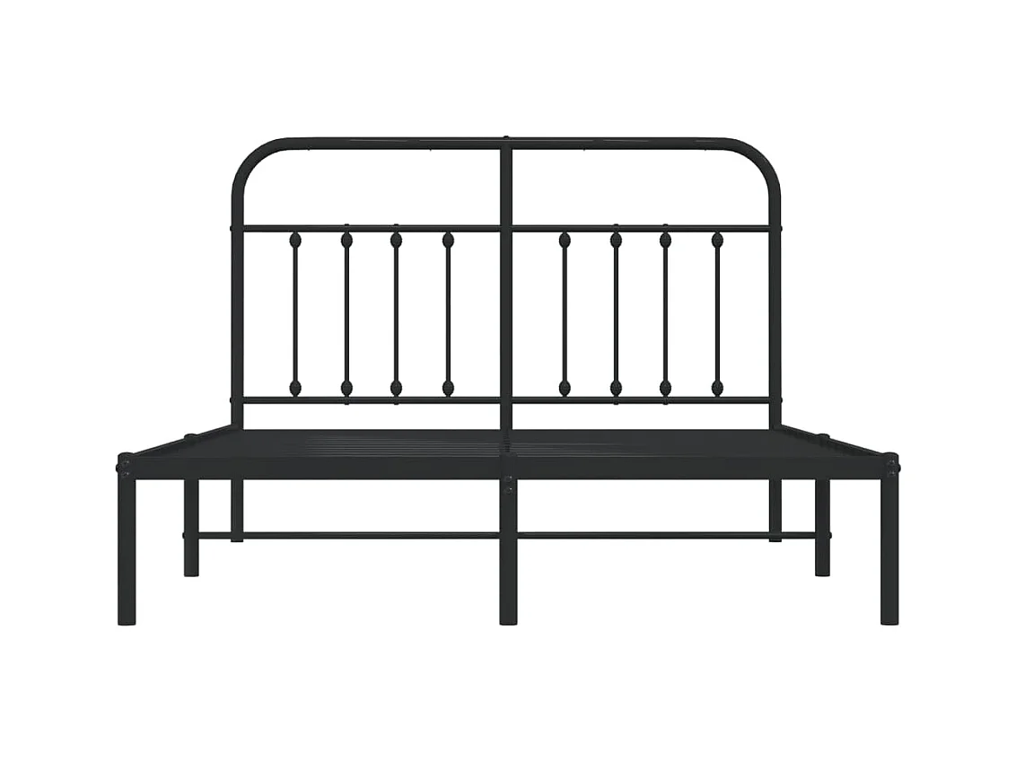 Cadre de lit métal sans matelas avec tête de lit noir 140x190cm