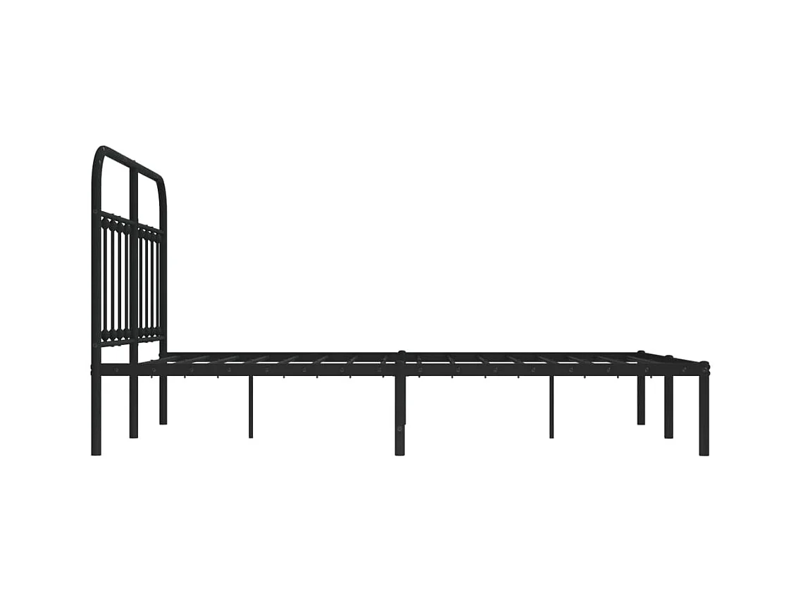 Cadre de lit métal sans matelas avec tête de lit noir 140x190cm