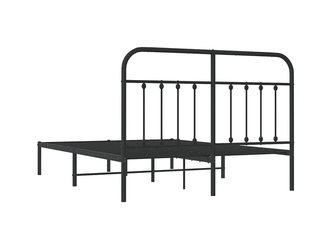 Cadre de lit métal sans matelas avec tête de lit noir 140x190cm