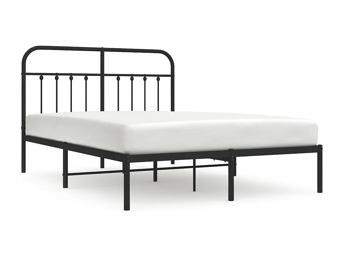 Cadre de lit métal sans matelas avec tête de lit noir 140x190cm