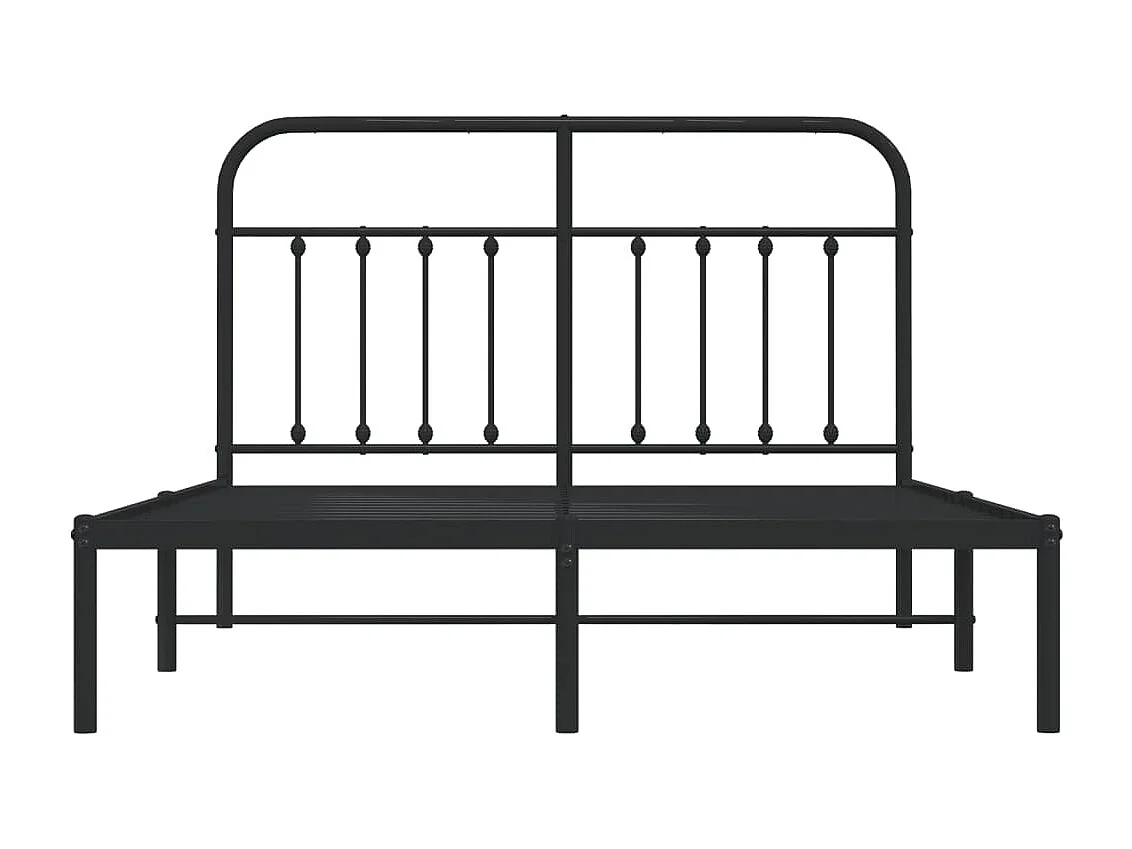 Cadre de lit métal sans matelas avec tête de lit noir 140x190cm