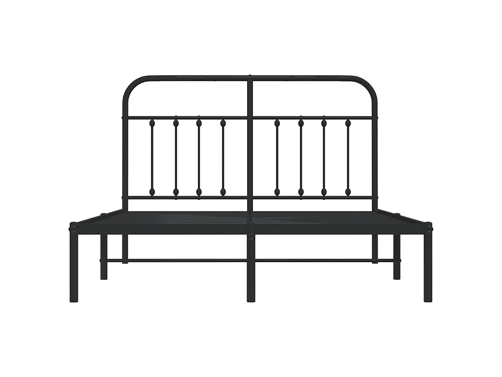 Cadre de lit métal sans matelas avec tête de lit noir 140x190cm