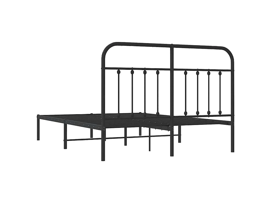 Cadre de lit métal sans matelas avec tête de lit noir 140x190cm