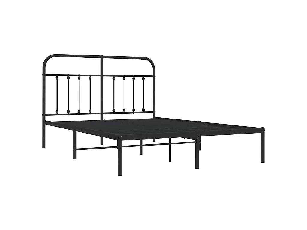 Cadre de lit métal sans matelas avec tête de lit noir 140x190cm