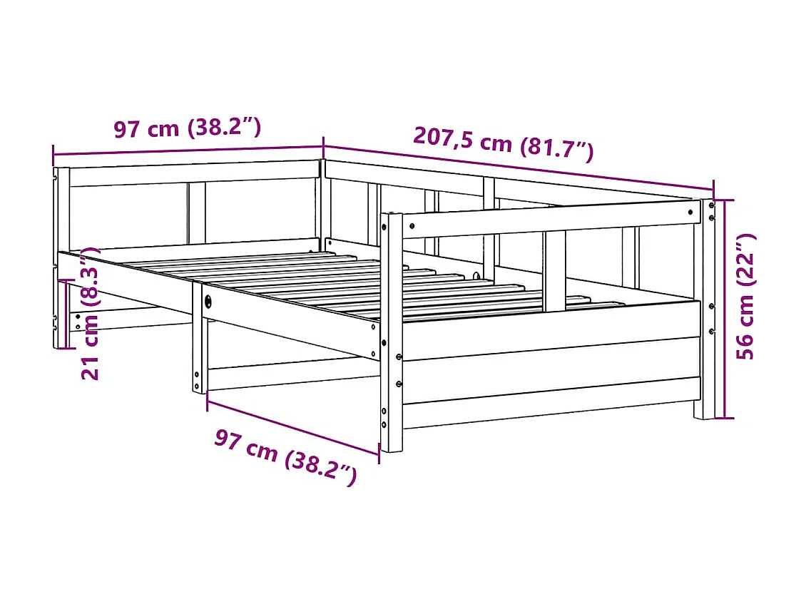 Dormeuse con Materasso Marrone 90x200 cm Legno Massello di Pino