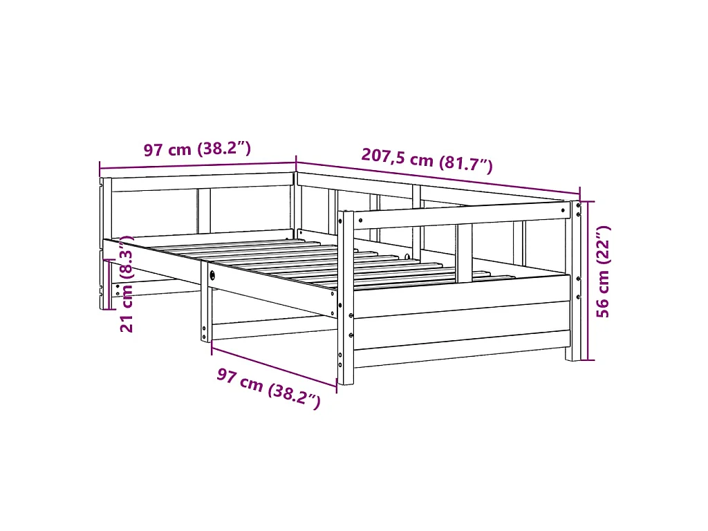 Sofá cama con colchón madera maciza pino marrón cera 90x200 cm