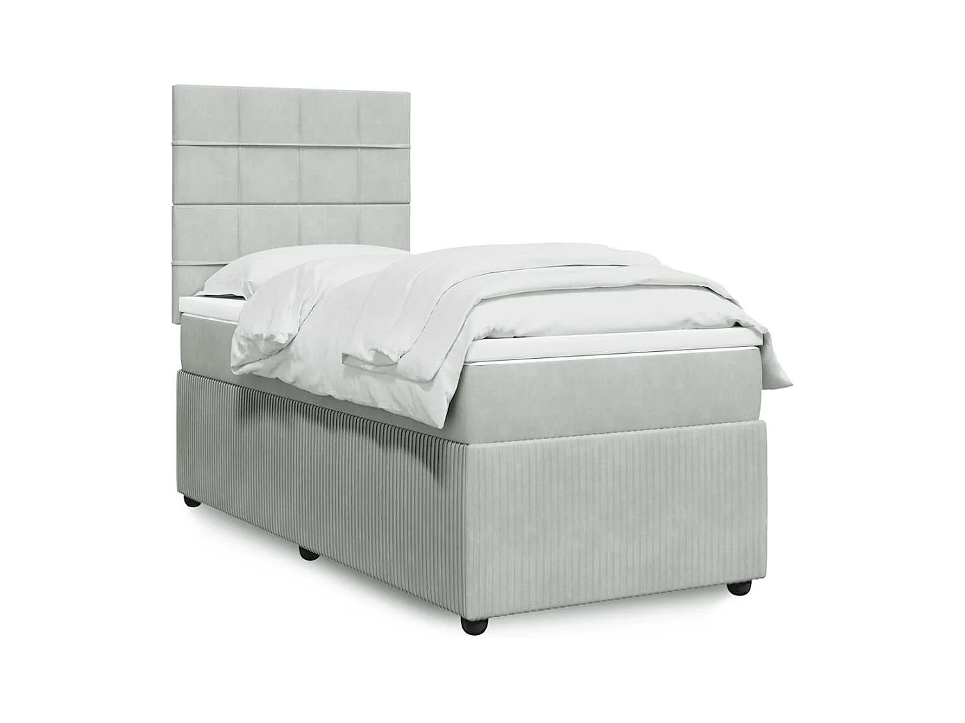 Sommier à lattes de lit et matelas Gris clair 90x200 cm Velours