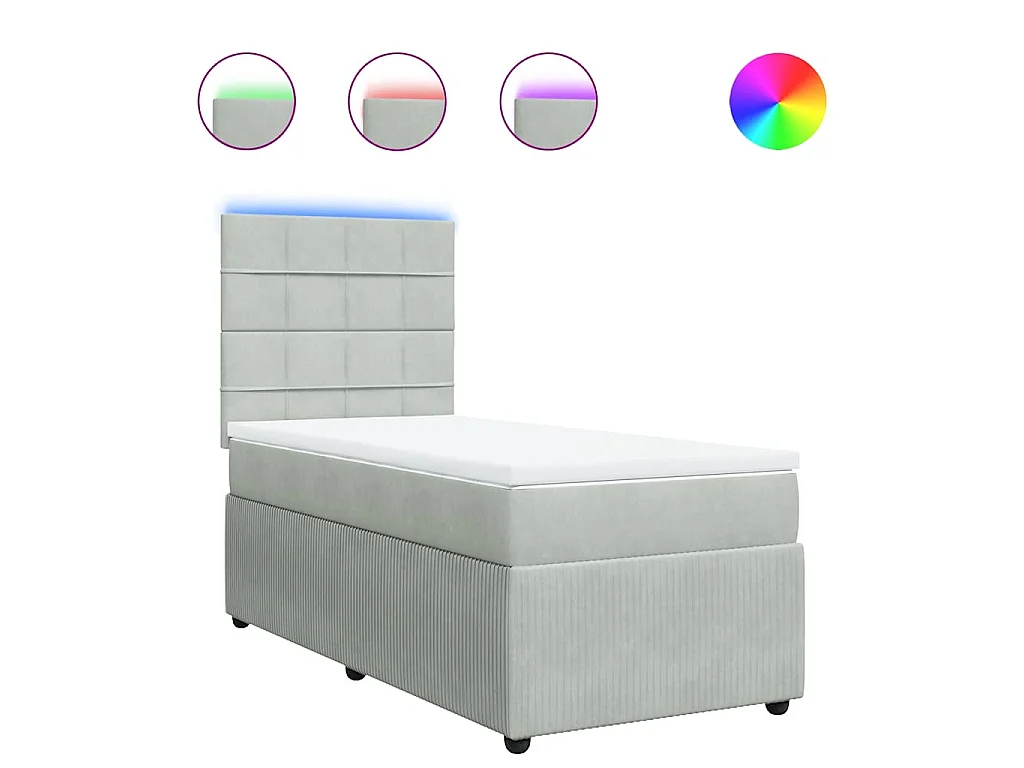 Boxspringbett mit Matratze Hellgrau 90x200 cm Samt