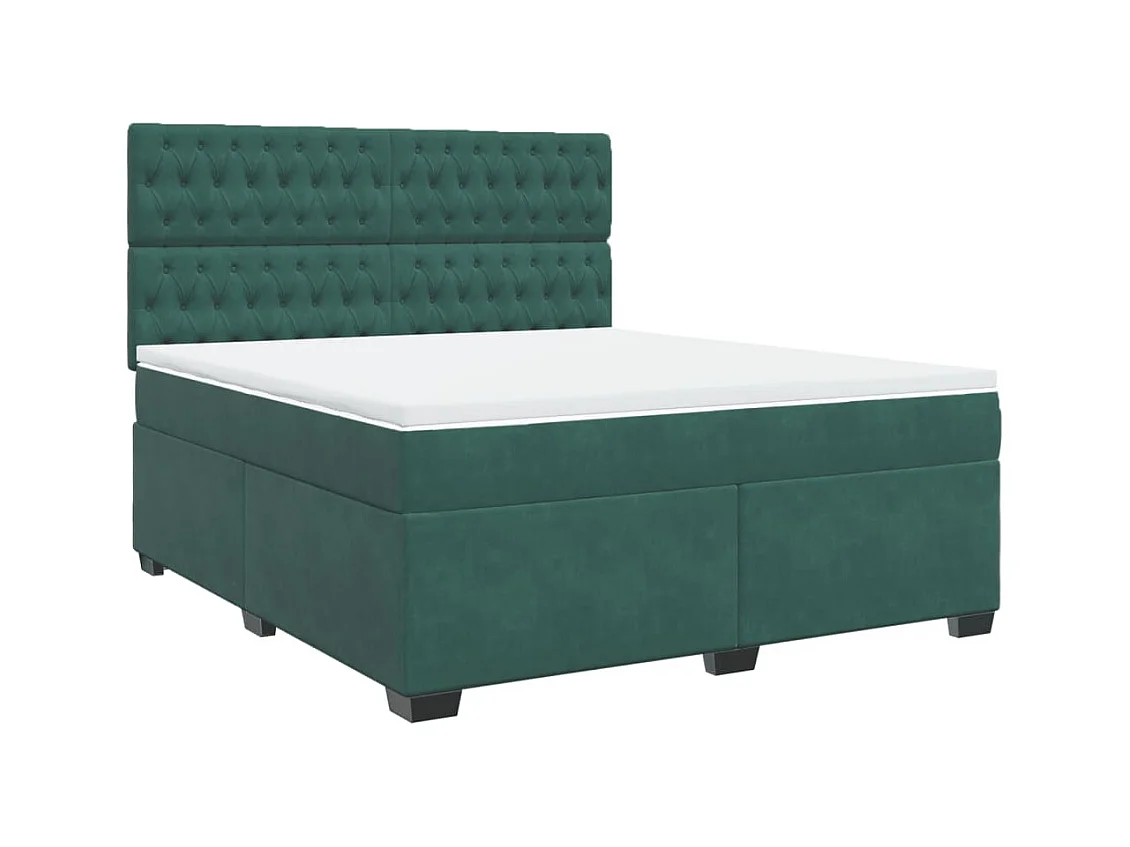 Boxspring met matras fluweel donkergroen 180x200 cm