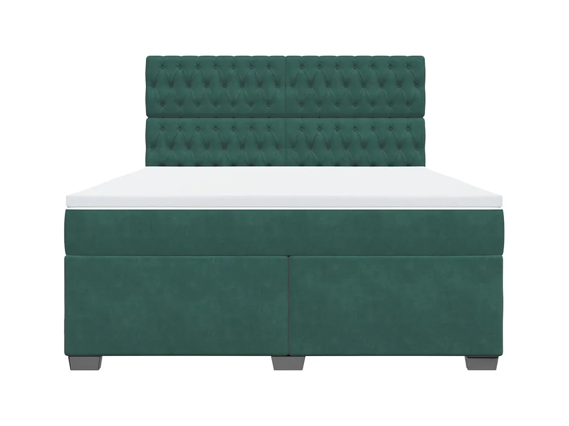 Boxspring met matras fluweel donkergroen 180x200 cm