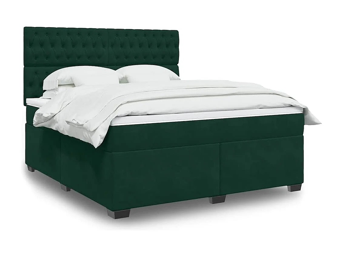 Sommier à lattes de lit et matelas Vert foncé 180x200cm Velours