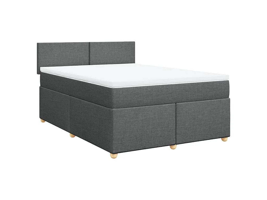 Boxspringbett mit Matratze Dunkelgrau 140x190 cm Stoff