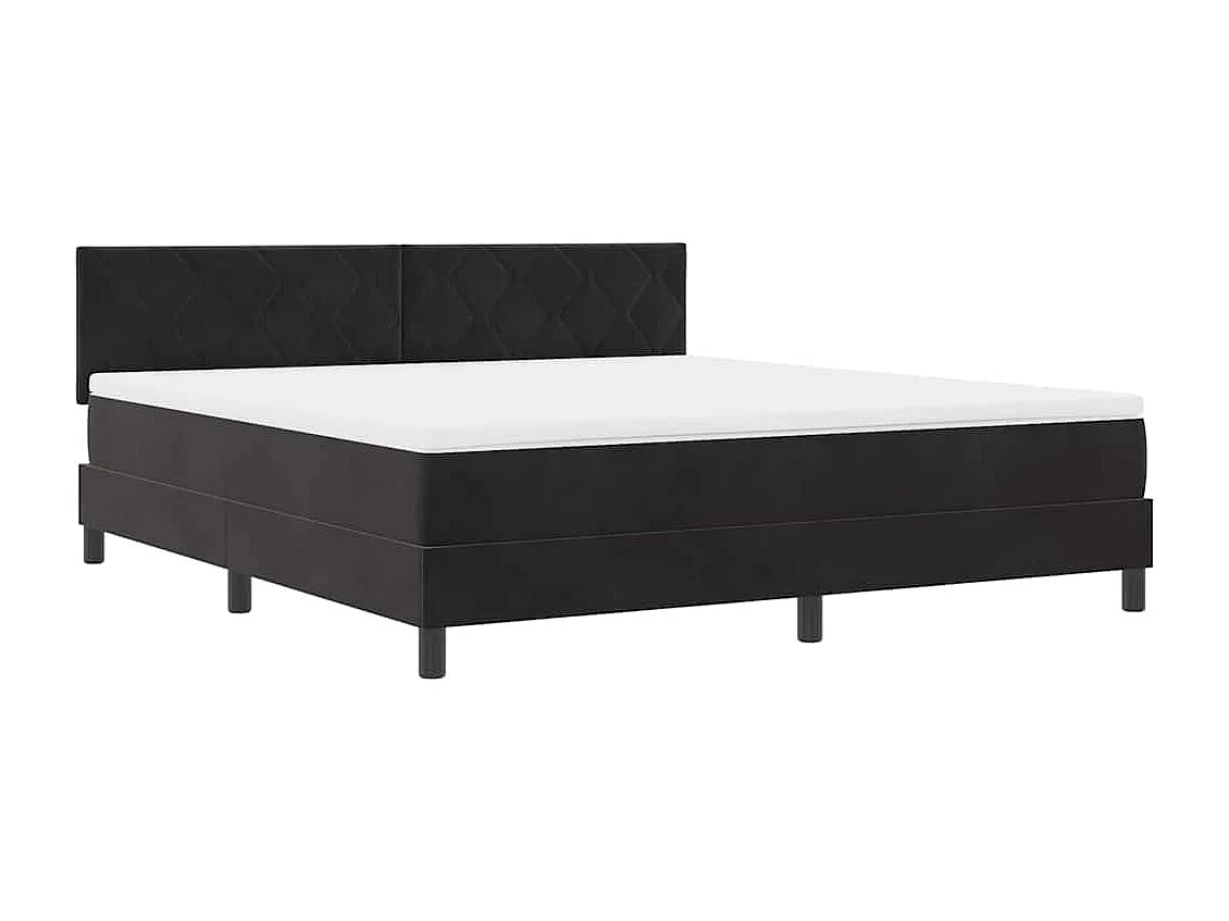 Cama Box com colchão com cabeceira Preto 180 x 200 cm Veludo