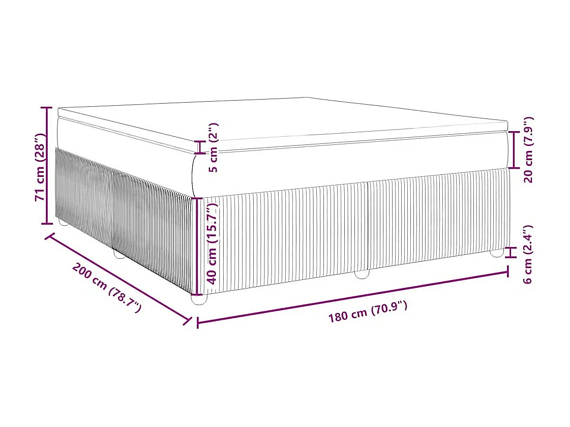 Boxspringbett mit Matratze Hellgrau 180x200 cm Stoff