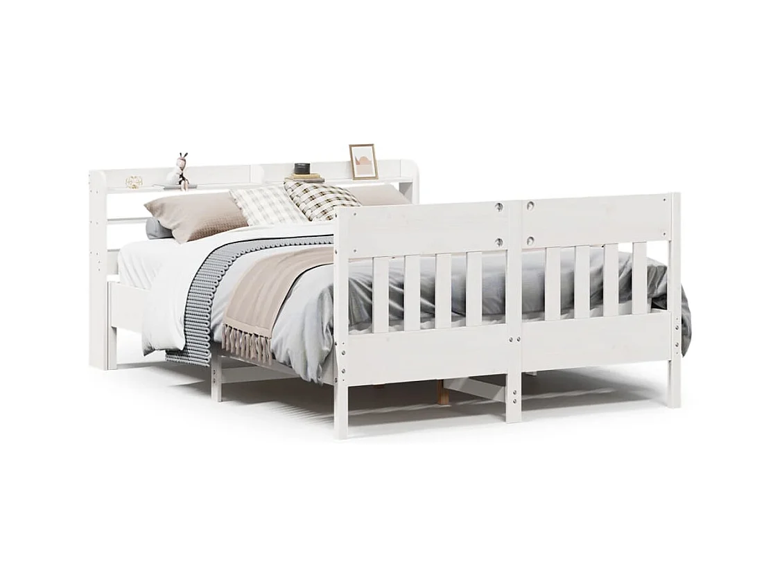 Cadre de lit sans matelas blanc 140x190 cm bois de pin massif