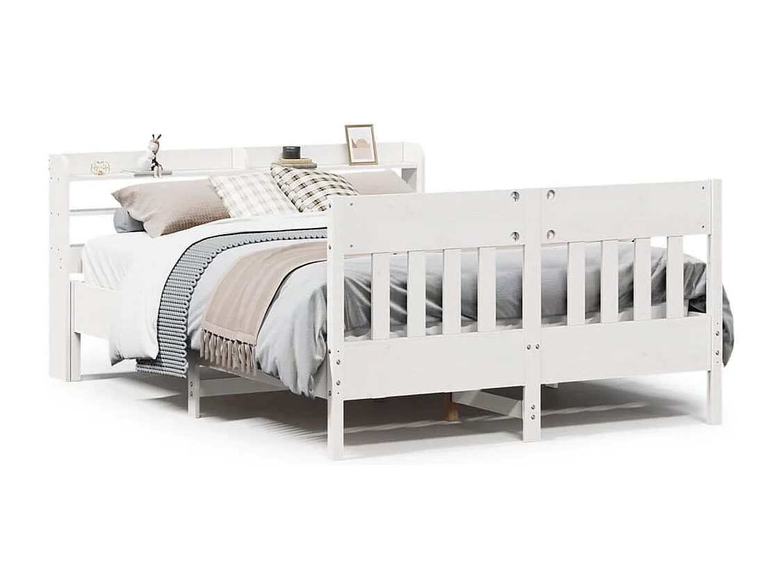 Cadre de lit sans matelas blanc 140x190 cm bois de pin massif