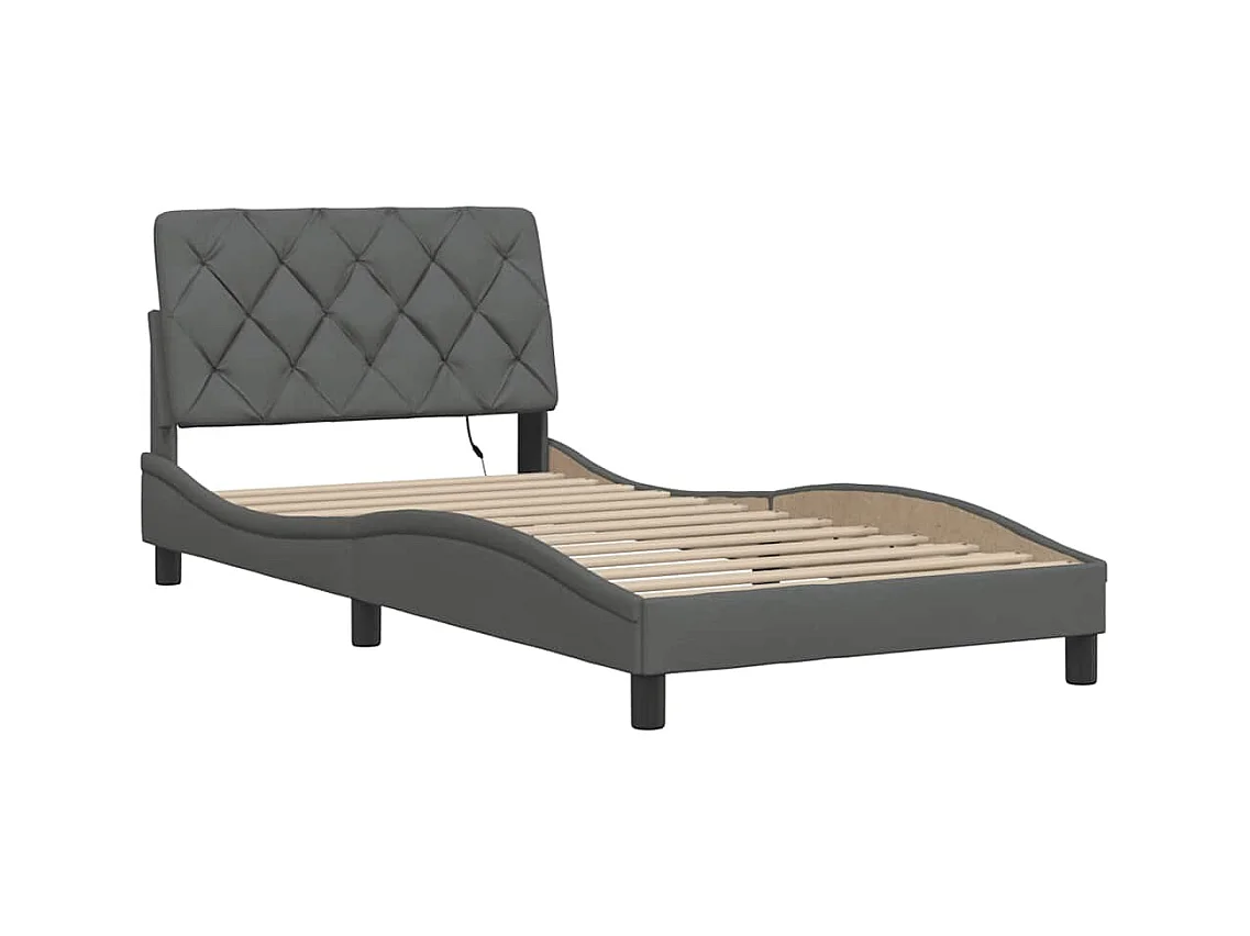 Cadre de lit sans matelas gris foncé 100x200 cm tissu