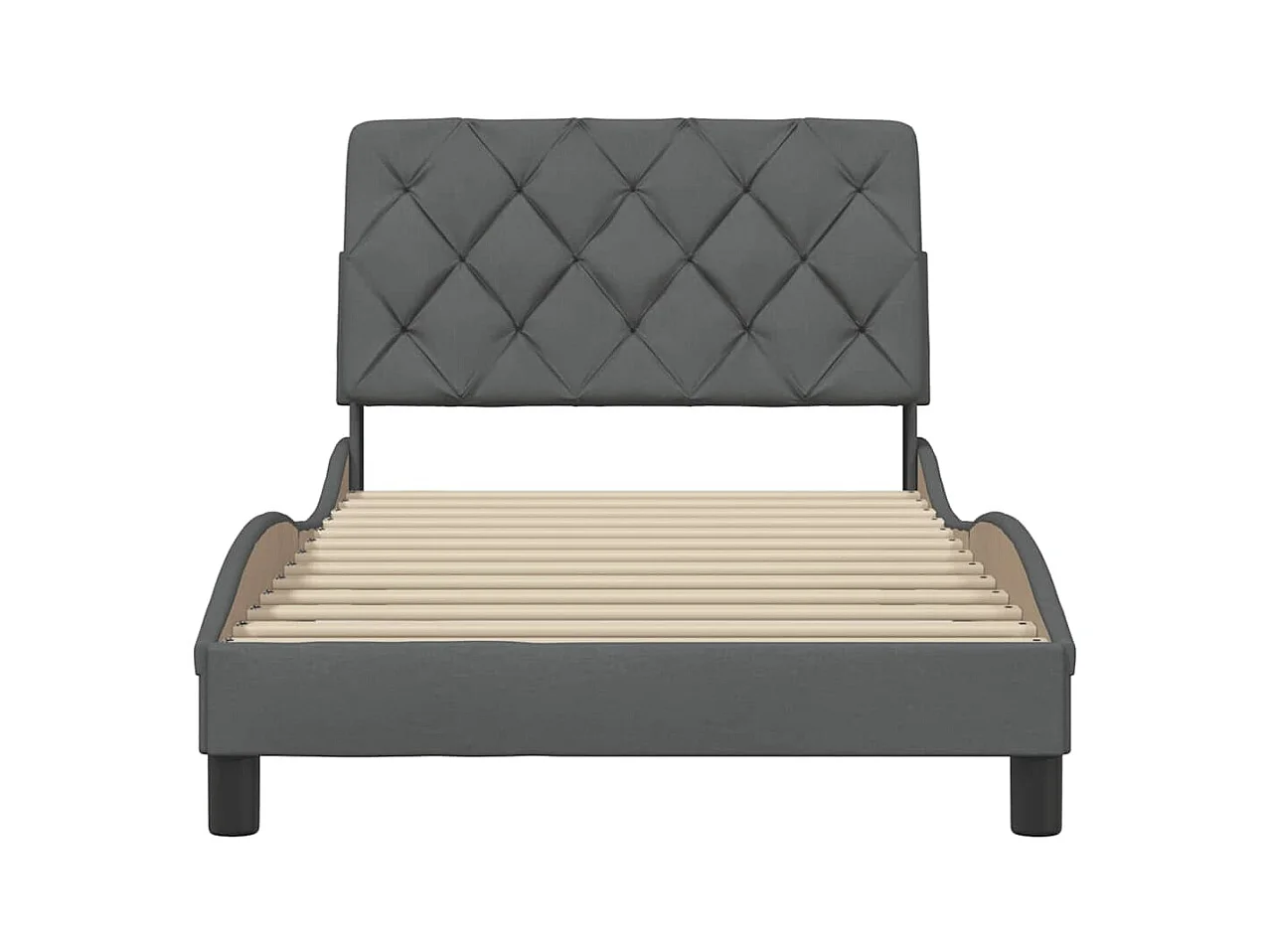 Cadre de lit sans matelas gris foncé 100x200 cm tissu