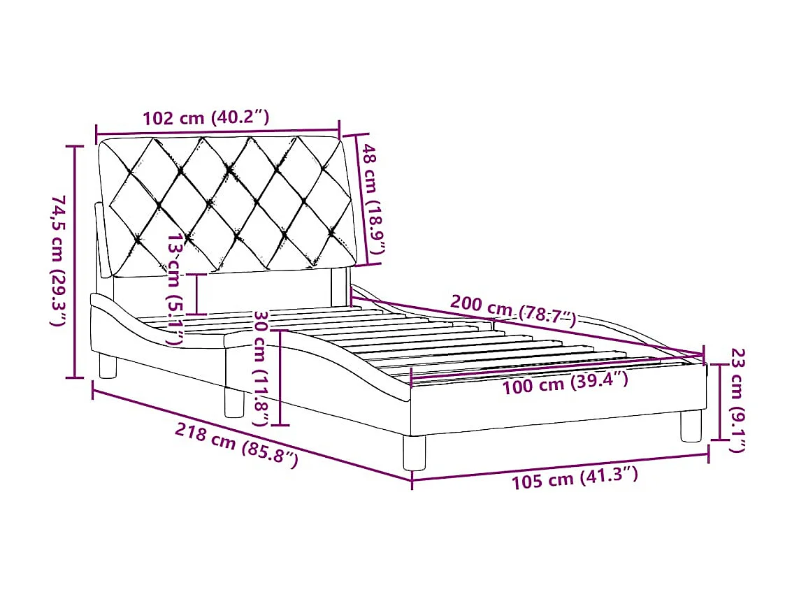 Bedframe zonder matras 100x200 cm stof donkergrijs