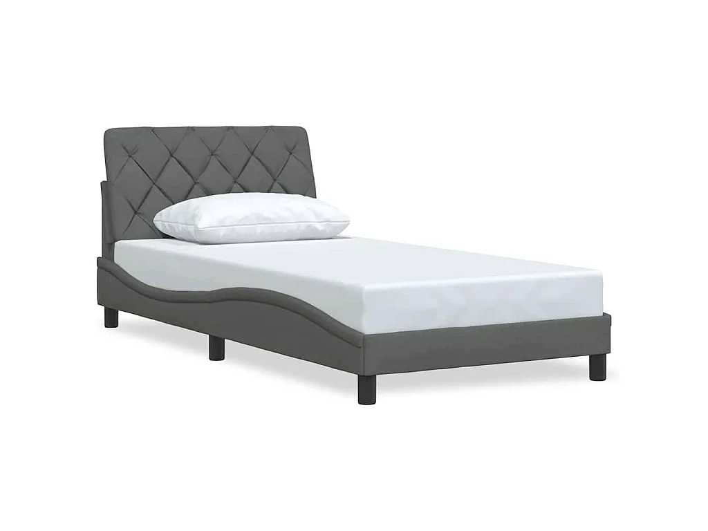 Estrutura de cama sem colchão 100x200 cm tecido cinzento-escuro