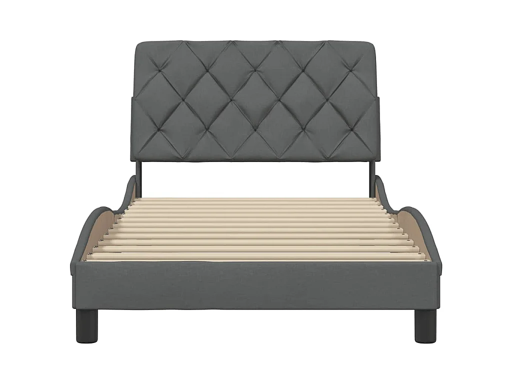 Estrutura de cama sem colchão 100x200 cm tecido cinzento-escuro