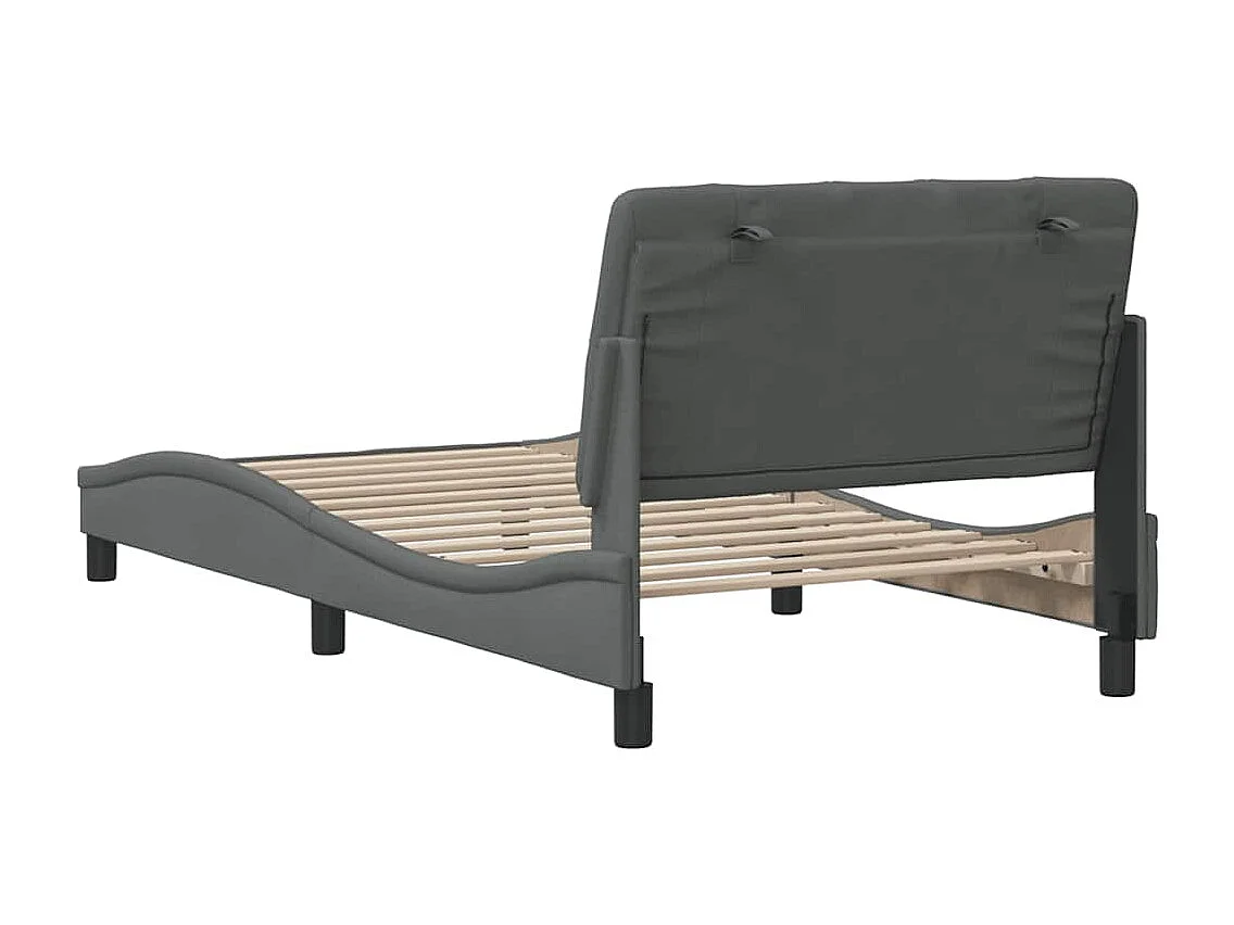 Estrutura de cama sem colchão 100x200 cm tecido cinzento-escuro