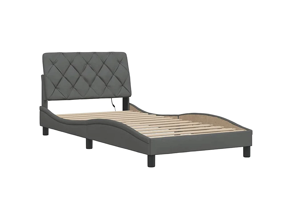 Cadre de lit sans matelas gris foncé 100x200 cm tissu