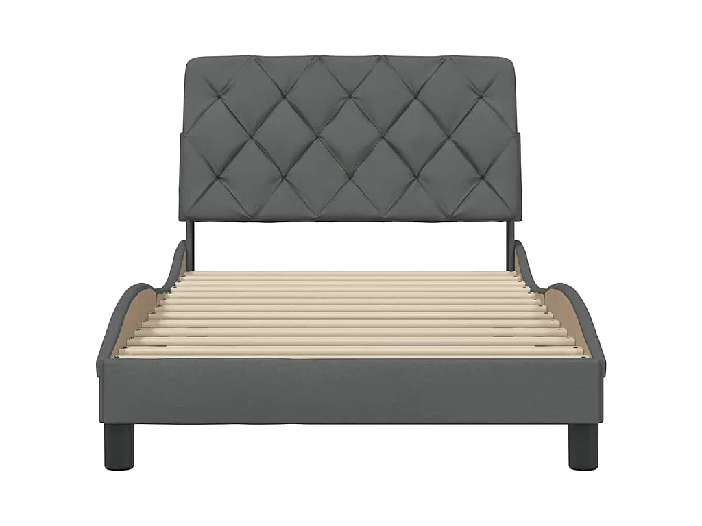 Cadre de lit sans matelas gris foncé 100x200 cm tissu