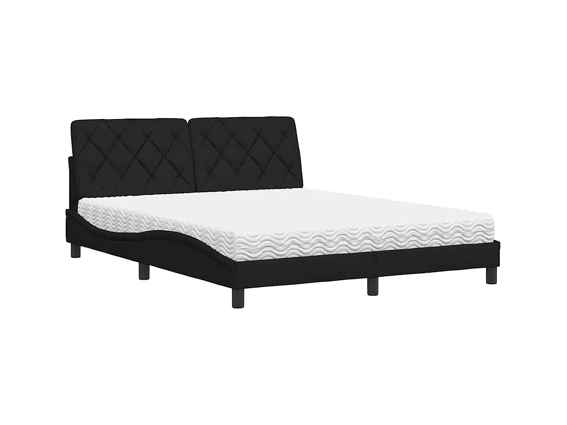 Bed met matras stof zwart 160x200 cm