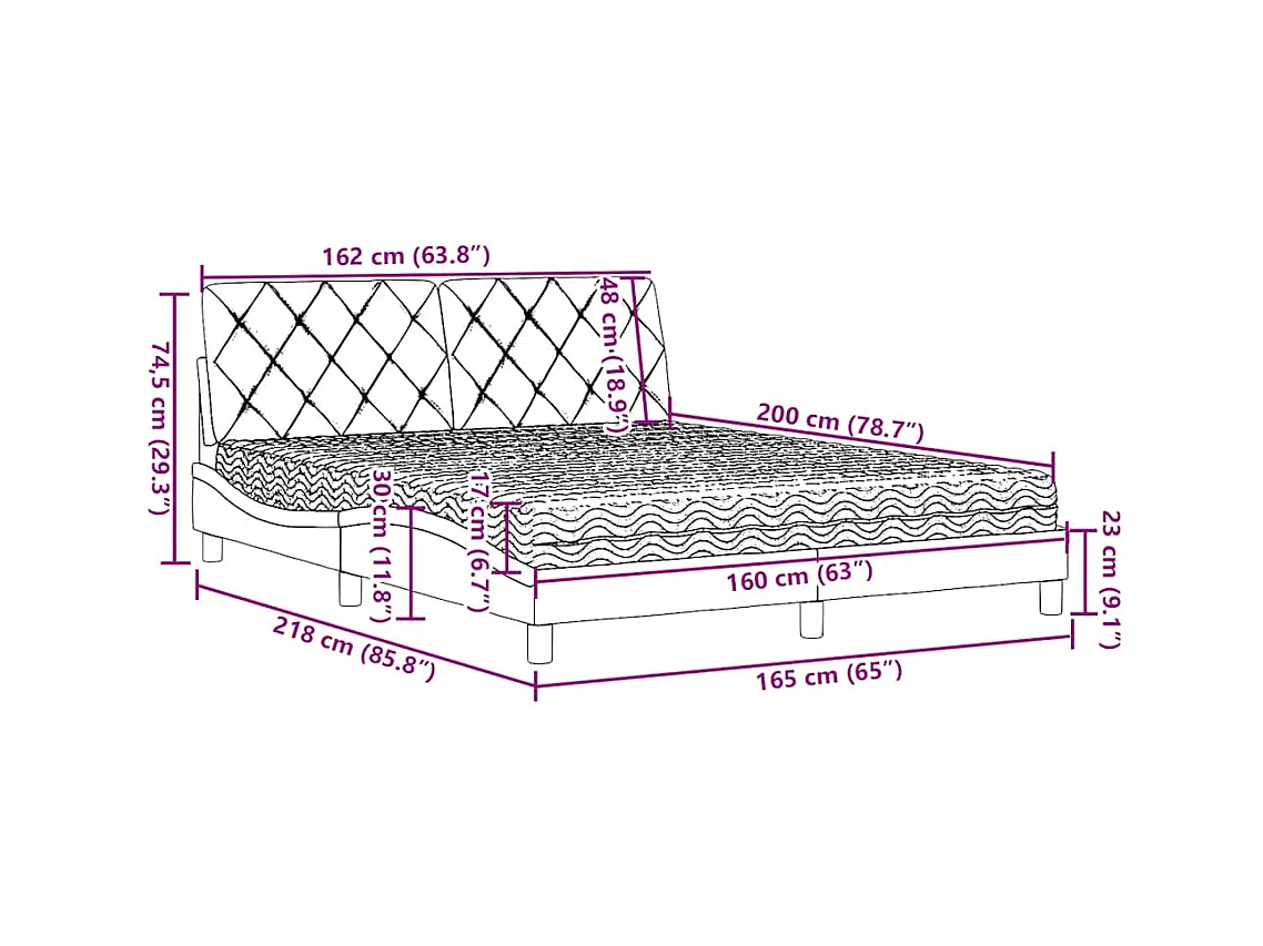 Bed met matras stof zwart 160x200 cm