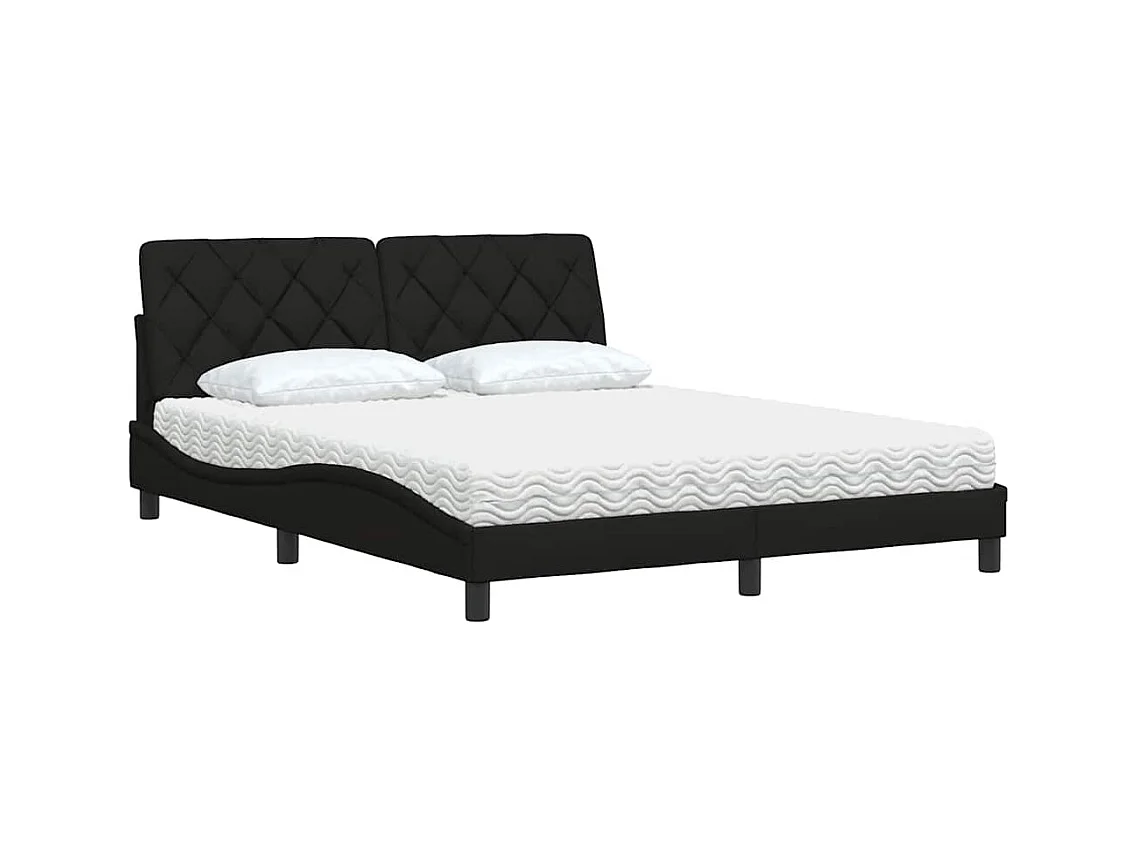 Cama com colchão 160x200 cm tecido preto