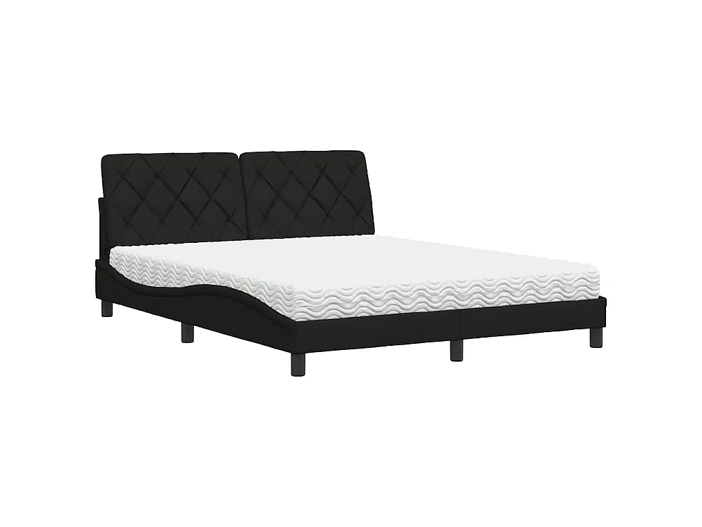 Lit avec matelas noir 160x200 cm tissu