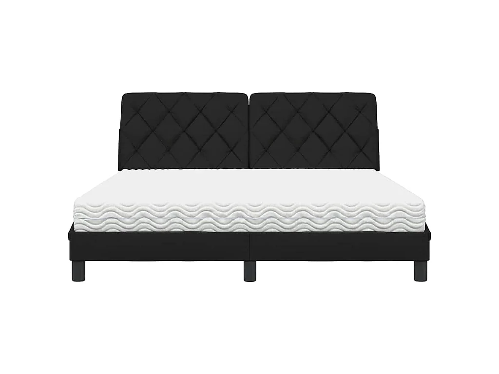 Lit avec matelas noir 160x200 cm tissu