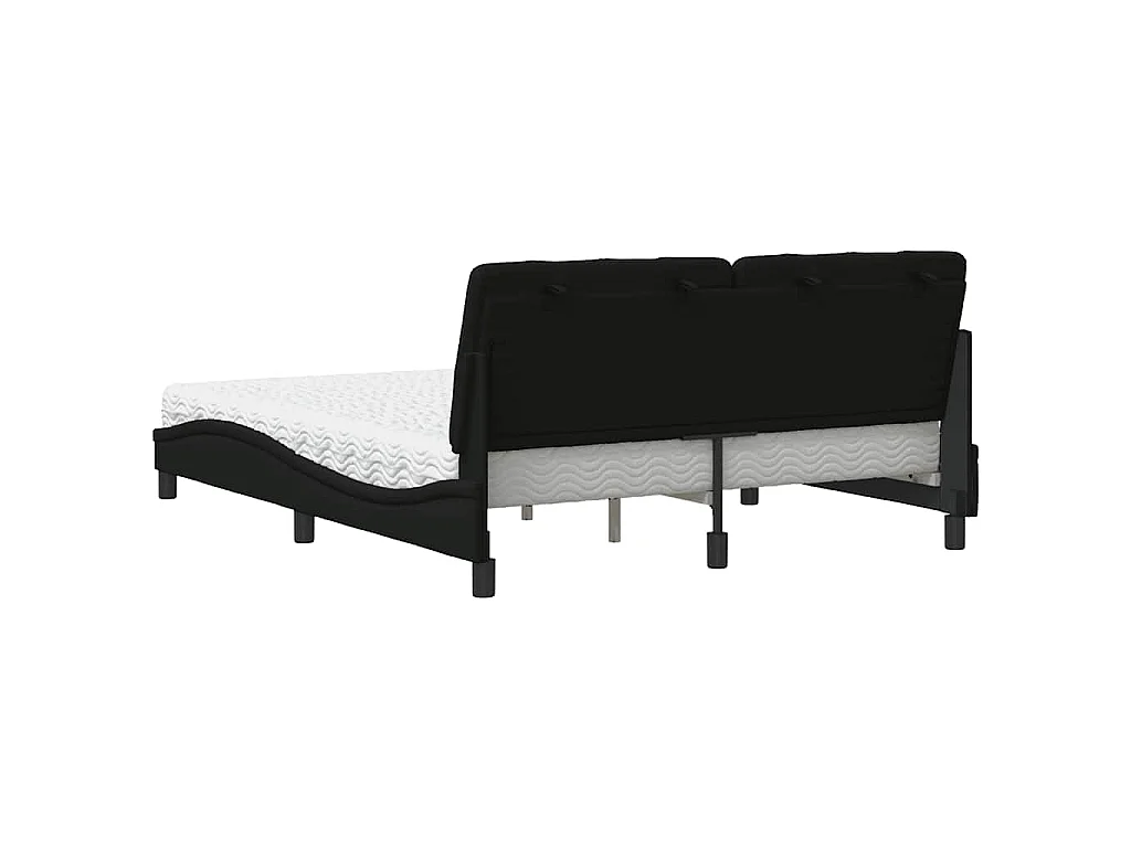 Lit avec matelas noir 160x200 cm tissu