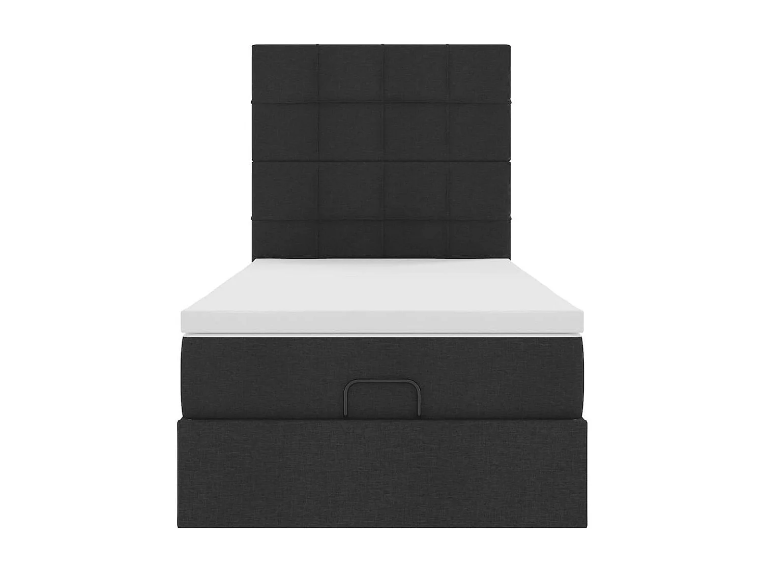 Ottoman-Bett mit Matratze & LEDs Schwarz 90x190 cm Stoff