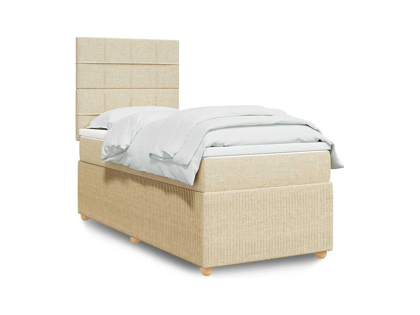 Sommier à lattes de lit avec matelas Crème 90x200 cm Tissu