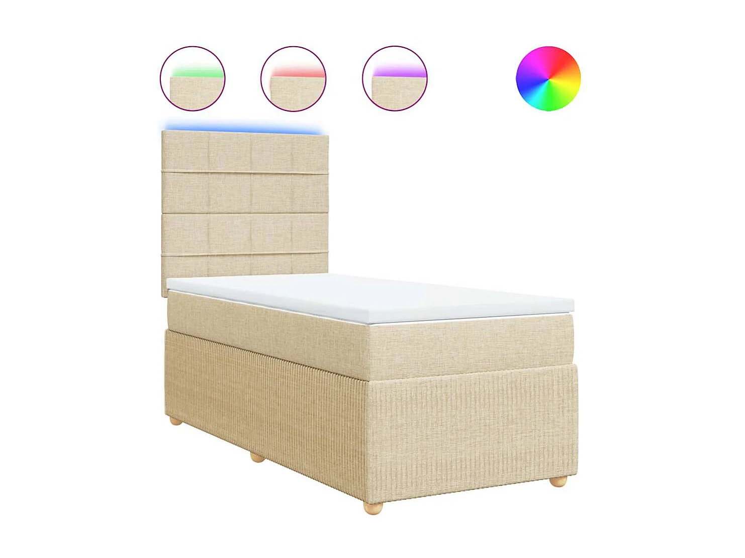 Boxspring met matras stof crèmekleurig 90x200 cm