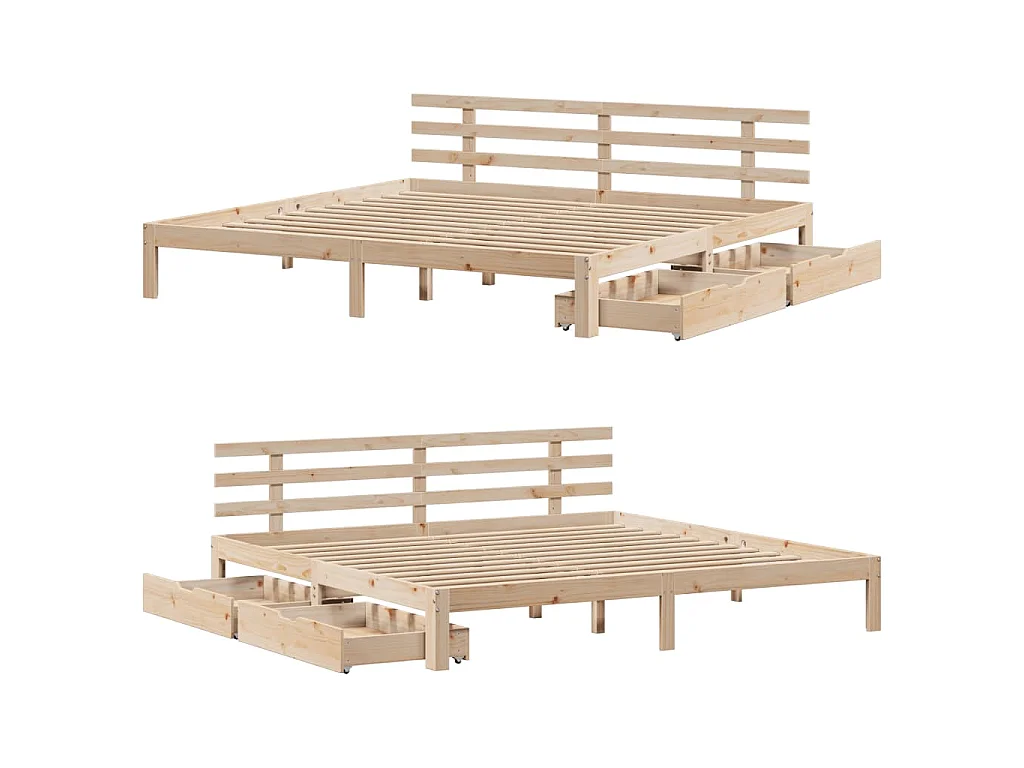Giroletto con Cassetti 180x200 cm in Legno Massello di Pino