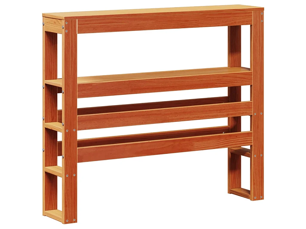 Estrutura cama c/ cabeceira 100x200cm pinho maciço castanho-mel