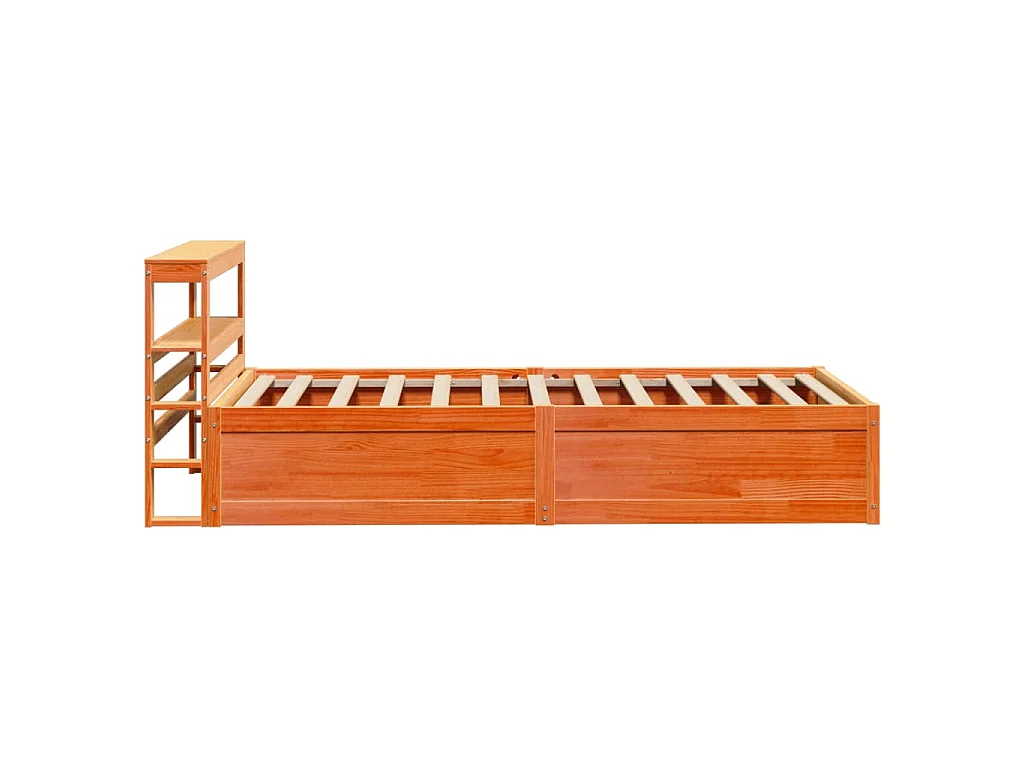Estrutura cama c/ cabeceira 100x200cm pinho maciço castanho-mel