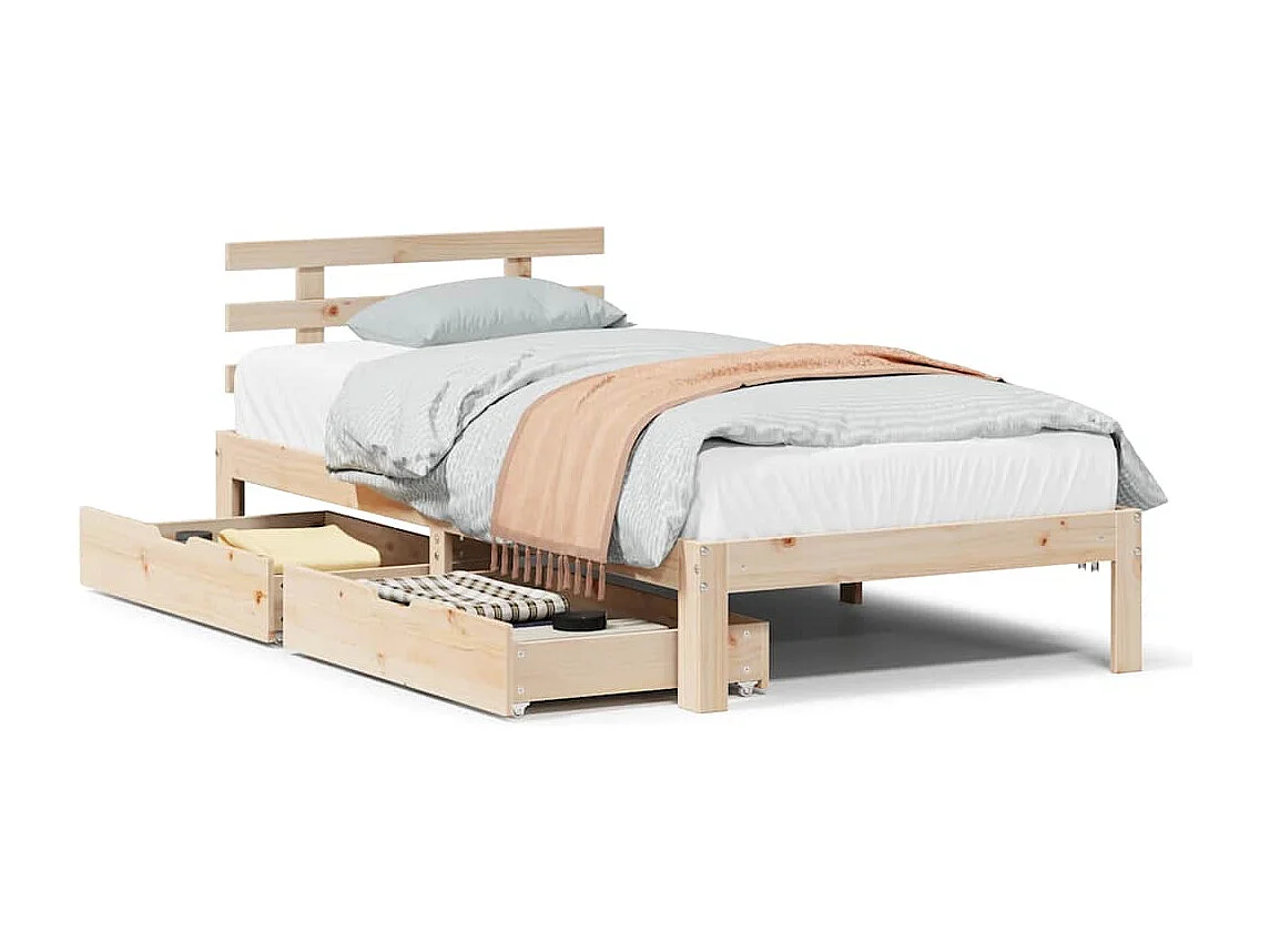 Cadre de lit avec tiroirs sans matelas 90x200 cm