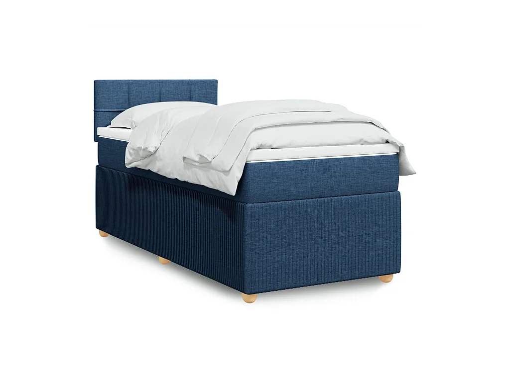 Sommier à lattes de lit avec matelas Bleu 90x200 cm Tissu