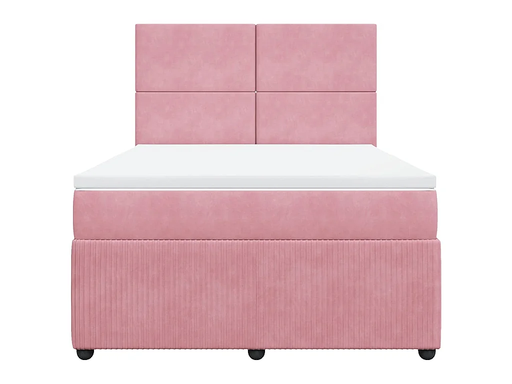 Boxspringbett mit Matratze Rosa 140x200 cm Samt