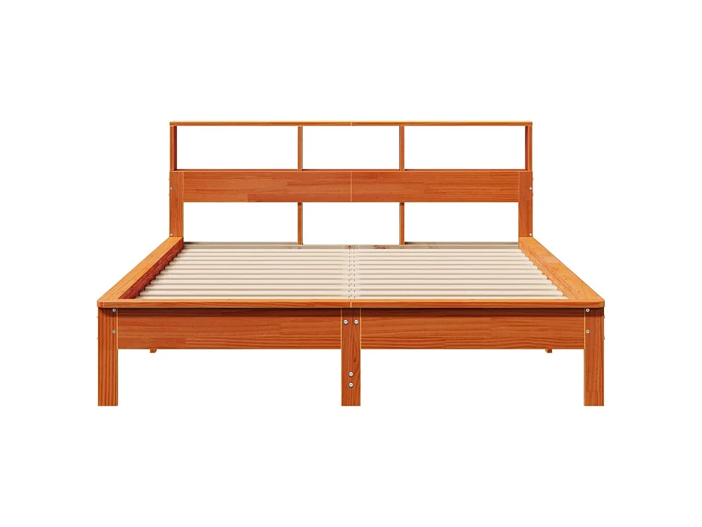 Cadre de lit sans matelas cire marron 140x190cm bois pin massif