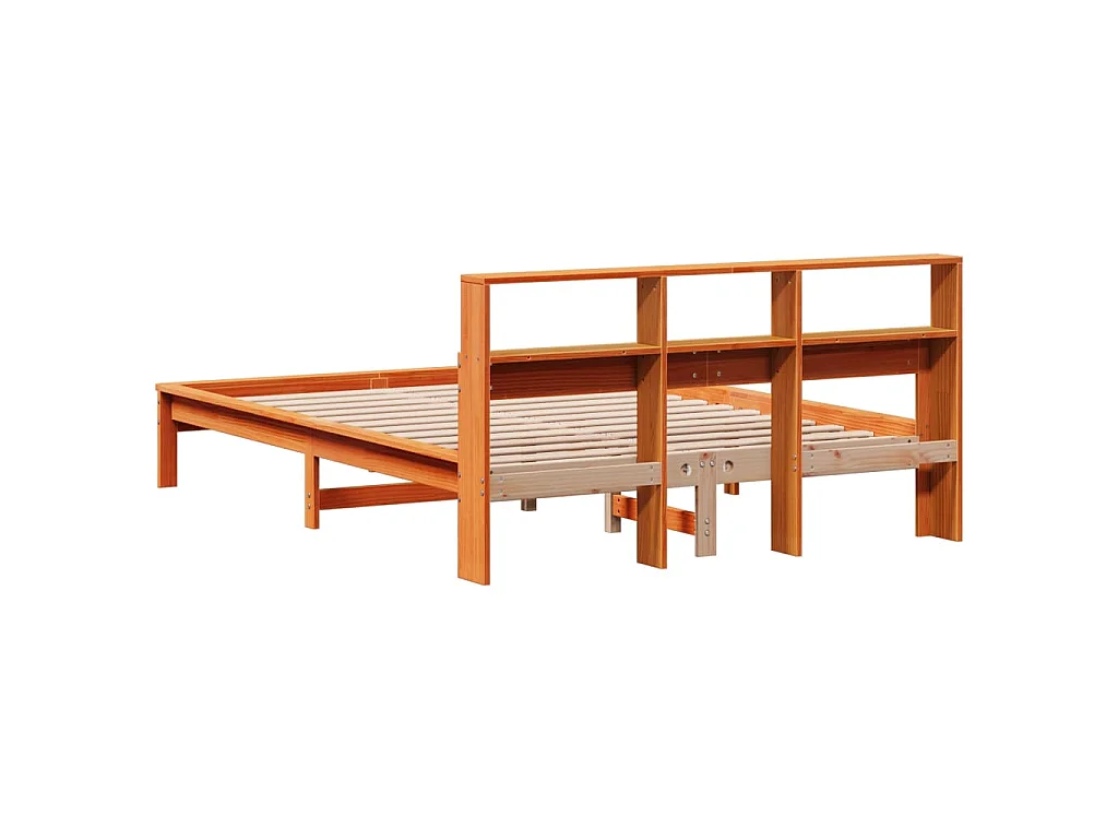 Cadre de lit sans matelas cire marron 140x190cm bois pin massif